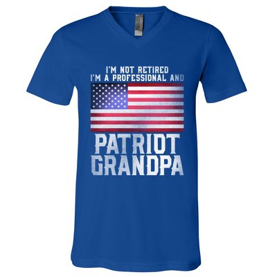 Father Day Funny Retiret Joke Patriot Retired Grandpa Gift V-Neck T-Shirt