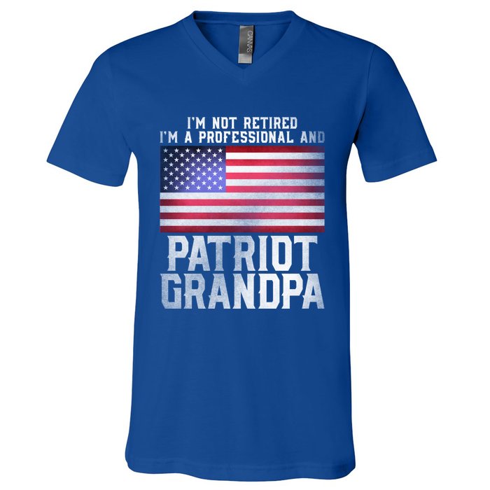 Father Day Funny Retiret Joke Patriot Retired Grandpa Gift V-Neck T-Shirt