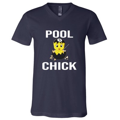 Father's Day Funny Pool Chick 8 Ball Billiards Gift For Dad V-Neck T-Shirt