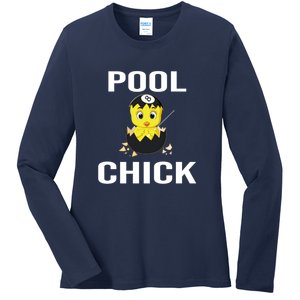 Father's Day Funny Pool Chick 8 Ball Billiards Gift For Dad Ladies Long Sleeve Shirt