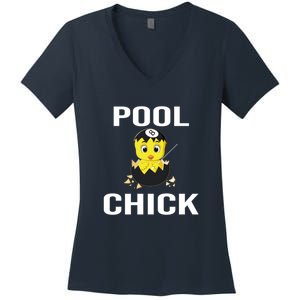 Father's Day Funny Pool Chick 8 Ball Billiards Gift For Dad Women's V-Neck T-Shirt