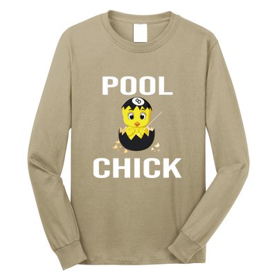 Father's Day Funny Pool Chick 8 Ball Billiards Gift For Dad Long Sleeve Shirt