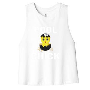 Father's Day Funny Pool Chick 8 Ball Billiards Gift For Dad Women's Racerback Cropped Tank