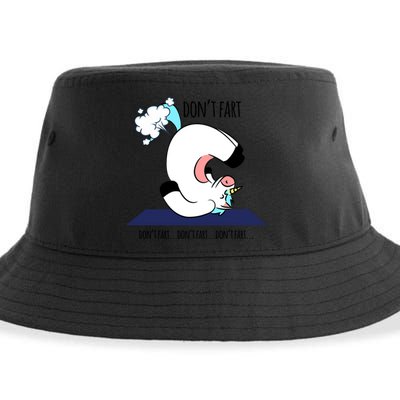 Funny Don't Fart Unicorn Doing Yoga Workout Pose Gift Sustainable Bucket Hat