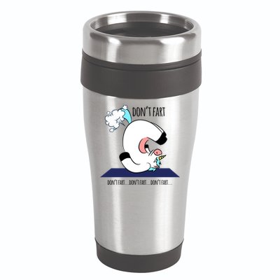Funny Don't Fart Unicorn Doing Yoga Workout Pose Gift 16oz Travel Tumbler