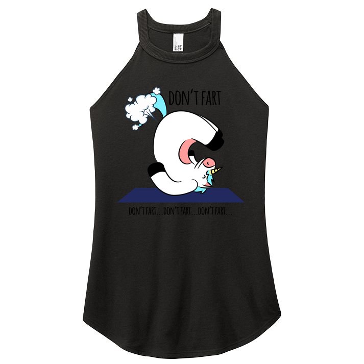 Funny Don't Fart Unicorn Doing Yoga Workout Pose Gift Women's Perfect Tri Rocker Tank