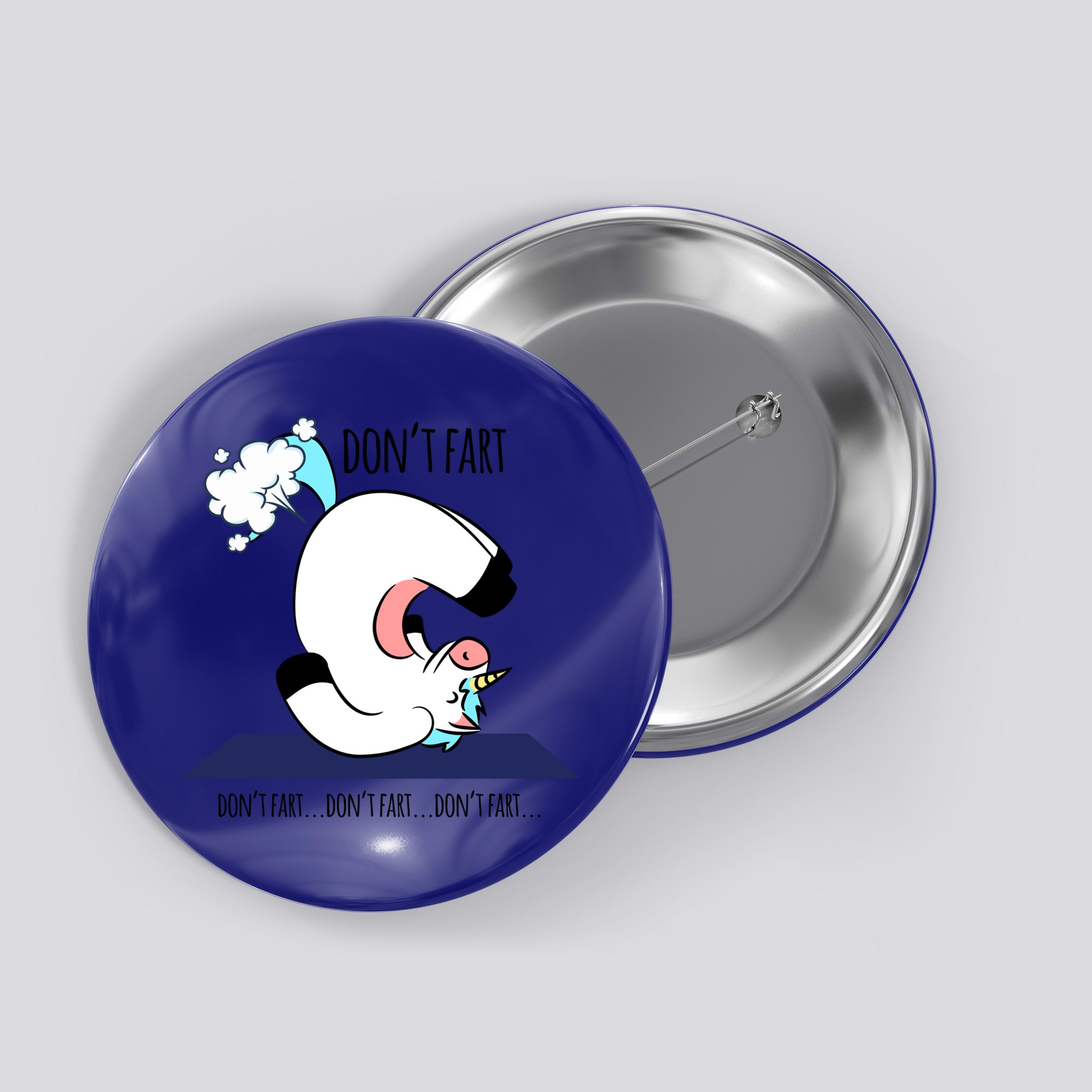 Funny Don't Fart Unicorn Doing Yoga Workout Pose Gift Button