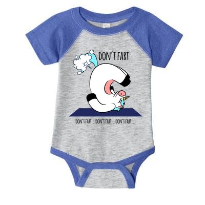 Funny Don't Fart Unicorn Doing Yoga Workout Pose Gift Infant Baby Jersey Bodysuit