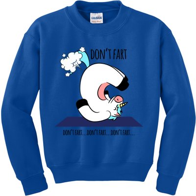 Funny Don't Fart Unicorn Doing Yoga Workout Pose Gift Kids Sweatshirt