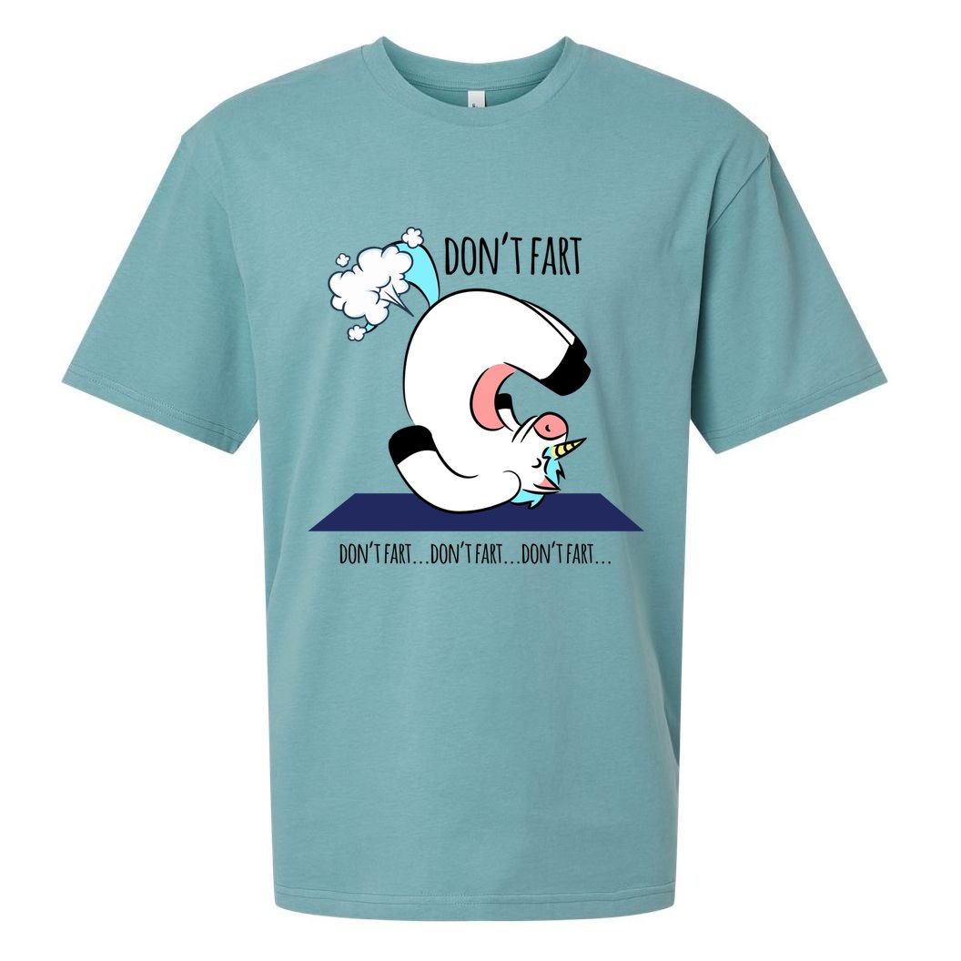 Funny Don't Fart Unicorn Doing Yoga Workout Pose Gift Sueded Cloud Jersey T-Shirt