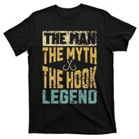 Funny Dad Fishing Man Myth Hook Legend Fisherman Fathers Day T-Shirt