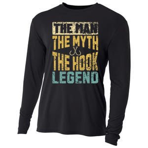 Funny Dad Fishing Man Myth Hook Legend Fisherman Fathers Day Cooling Performance Long Sleeve Crew