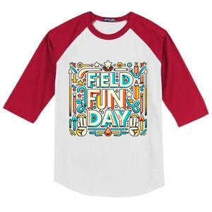 Field Day Fun Day 2024 Funny For Teacher And Field Day Gift Kids Colorblock Raglan Jersey