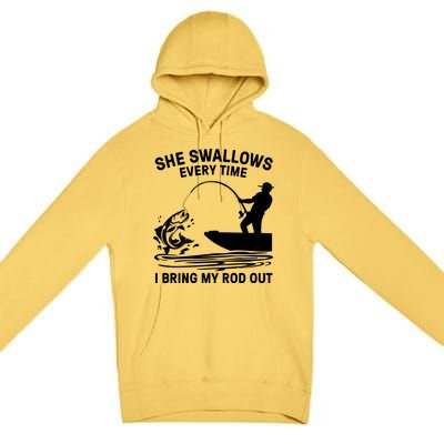 Father's Day Fishing Here Fishy Funny Fisherman Dad Premium Pullover Hoodie