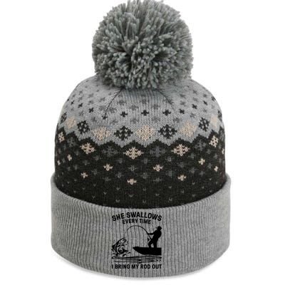 Father's Day Fishing Here Fishy Funny Fisherman Dad The Baniff Cuffed Pom Beanie