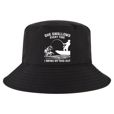 Father's Day Fishing Here Fishy Funny Fisherman Dad Cool Comfort Performance Bucket Hat