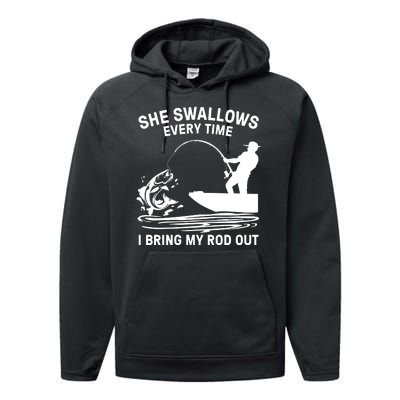 Father's Day Fishing Here Fishy Funny Fisherman Dad Performance Fleece Hoodie