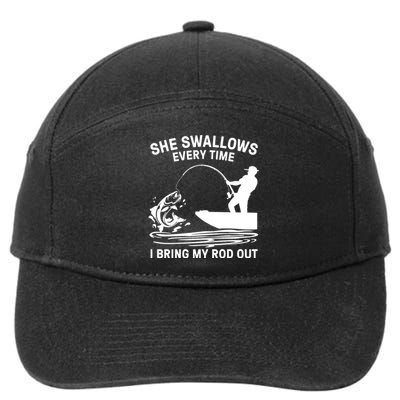 Father's Day Fishing Here Fishy Funny Fisherman Dad 7-Panel Snapback Hat