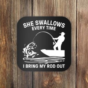 Father's Day Fishing Here Fishy Funny Fisherman Dad Coaster