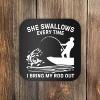 Father's Day Fishing Here Fishy Funny Fisherman Dad Coaster