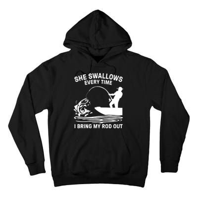 Father's Day Fishing Here Fishy Funny Fisherman Dad Tall Hoodie