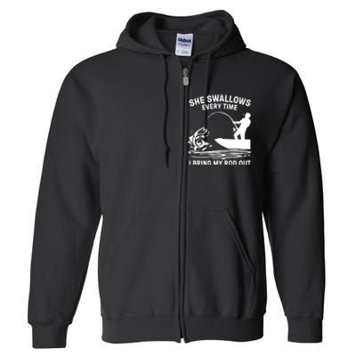 Father's Day Fishing Here Fishy Funny Fisherman Dad Full Zip Hoodie