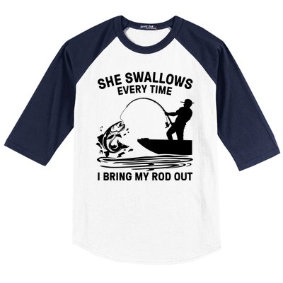 Father's Day Fishing Here Fishy Funny Fisherman Dad Baseball Sleeve Shirt