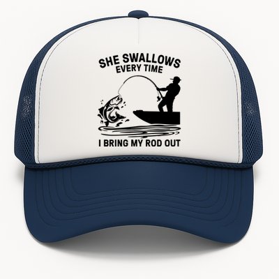 Father's Day Fishing Here Fishy Funny Fisherman Dad Trucker Hat