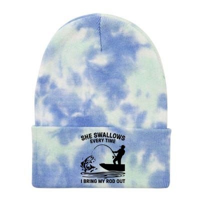 Father's Day Fishing Here Fishy Funny Fisherman Dad Tie Dye 12in Knit Beanie