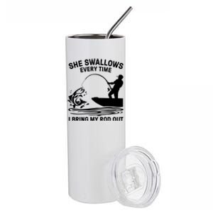 Father's Day Fishing Here Fishy Funny Fisherman Dad Stainless Steel Tumbler