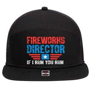 Fireworks Director Funny 4th Of July 7 Panel Mesh Trucker Snapback Hat