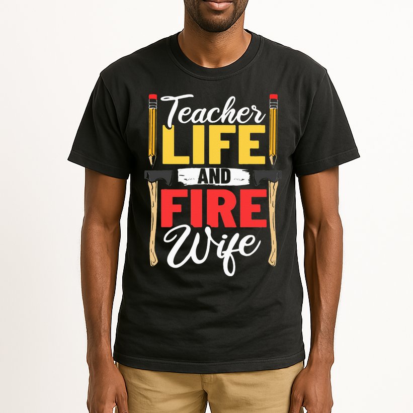 Firefighter Design Firefighter Wife Teacher Life Fire Wife Tall T-Shirt