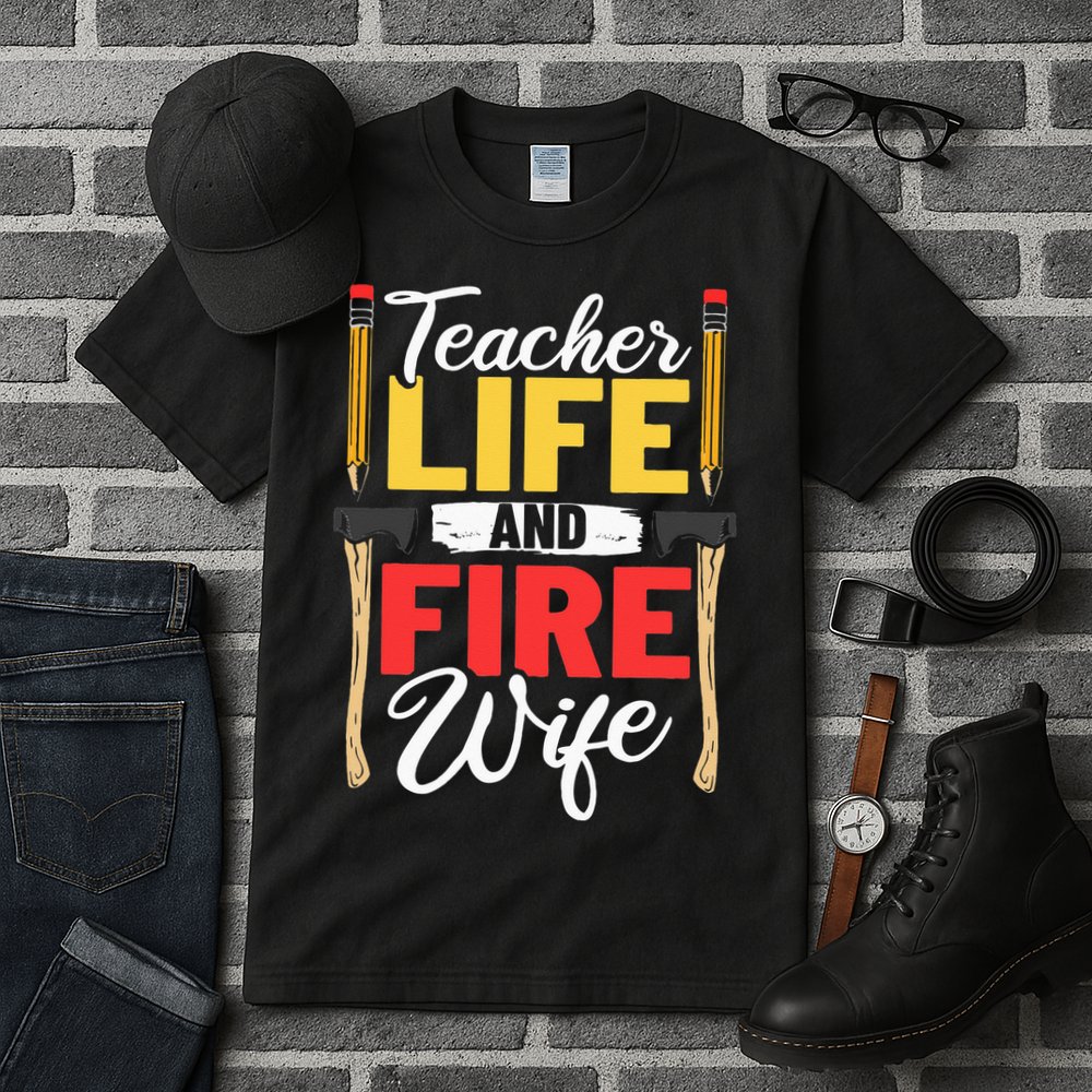 Firefighter Design Firefighter Wife Teacher Life Fire Wife Tall T-Shirt