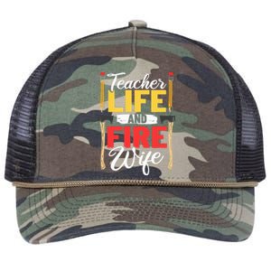 Firefighter Design Firefighter Wife Teacher Life Fire Wife Retro Rope Trucker Hat Cap