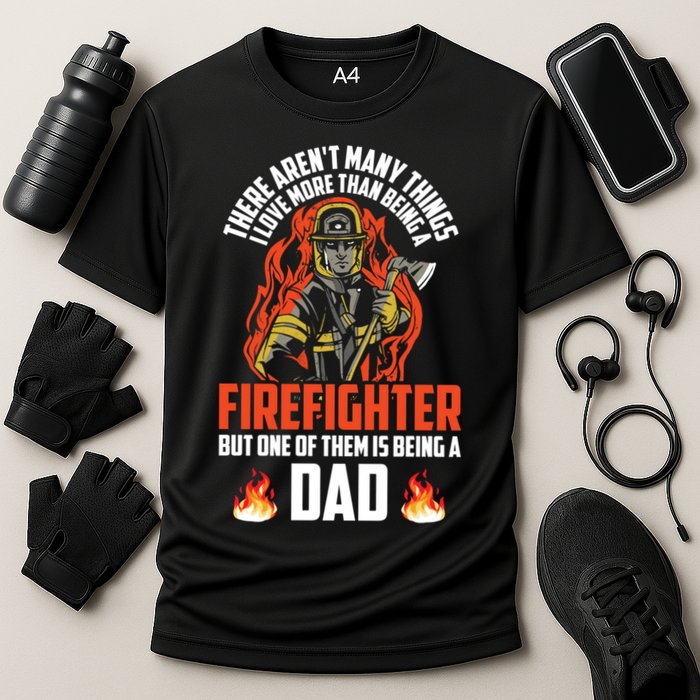 Firefighter Dad Firefighting Best Daddy Ever Fathers Day Gift Cooling Performance Crew T-Shirt