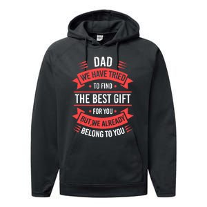 Fathers Day For Dad From Daughter Son Wife Funny Dad Performance Fleece Hoodie