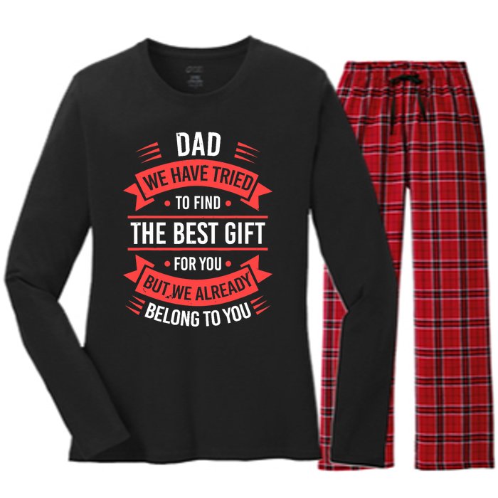 Fathers Day For Dad From Daughter Son Wife Funny Dad Women's Long Sleeve Flannel Pajama Set 