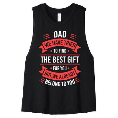 Fathers Day For Dad From Daughter Son Wife Funny Dad Women's Racerback Cropped Tank