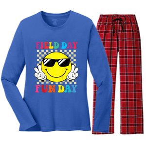 Field Day Fun Day Funny For Teacher Field Day 2024 Gift Women's Long Sleeve Flannel Pajama Set 