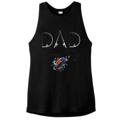 Fisherman Dad Fishing Enthusiast Fish Lover Daddy Father Ladies PosiCharge Tri-Blend Wicking Tank