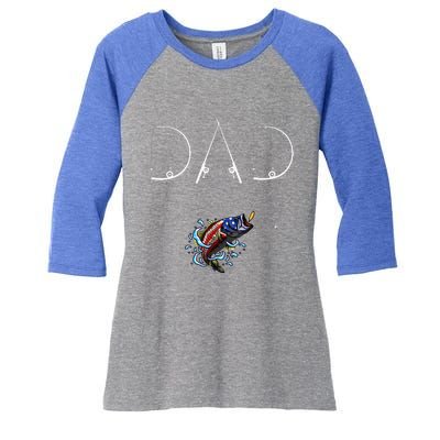 Fisherman Dad Fishing Enthusiast Fish Lover Daddy Father Women's Tri-Blend 3/4-Sleeve Raglan Shirt