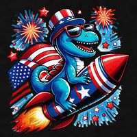 Funny Dinosaur Firecracker 4th Of July Patriotic Dino Ladies PosiCharge Tri-Blend Wicking Tank