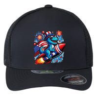 Funny Dinosaur Firecracker 4th Of July Patriotic Dino Flexfit Unipanel Trucker Cap