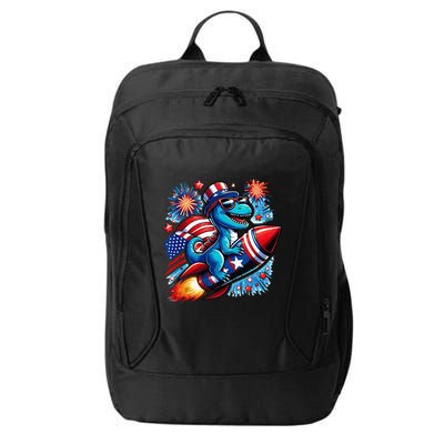 Funny Dinosaur Firecracker 4th Of July Patriotic Dino City Backpack