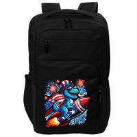 Funny Dinosaur Firecracker 4th Of July Patriotic Dino Impact Tech Backpack
