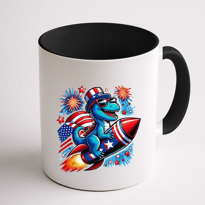 Funny Dinosaur Firecracker 4th Of July Patriotic Dino Mug