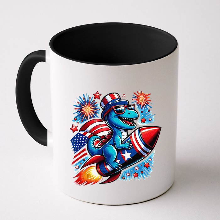 Funny Dinosaur Firecracker 4th Of July Patriotic Dino Mug