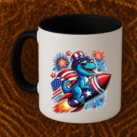 Funny Dinosaur Firecracker 4th Of July Patriotic Dino Mug