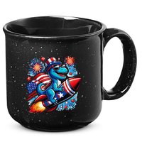 Funny Dinosaur Firecracker 4th Of July Patriotic Dino 15oz Campfire Ceramic Mug
