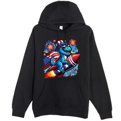 Funny Dinosaur Firecracker 4th Of July Patriotic Dino Premium Pullover Hoodie
